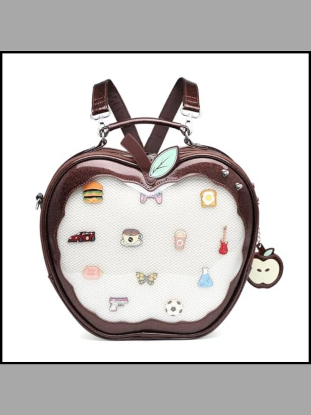 PU Leather PVC Apple Ita Bag Pin Display Crossbody Shoulder Bag